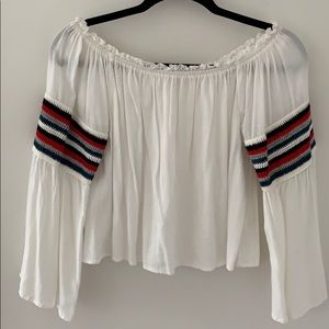 White off the shoulder long sleeve top